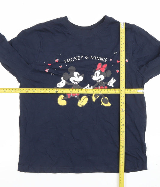 Disney Women’s Blue Long Sleeve Mickey & Minnie Cotton T-Shirt XS