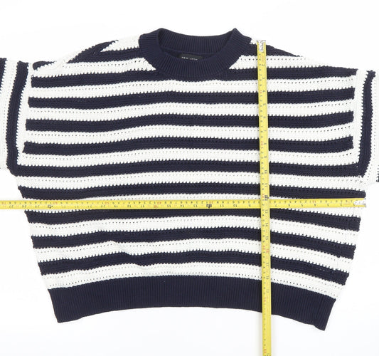 New Look Women’s Blue White Striped Knit Jumper XL Relaxed Fit