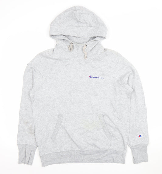 Champion Women's Grey Pullover Hoodie Medium Cotton Blend