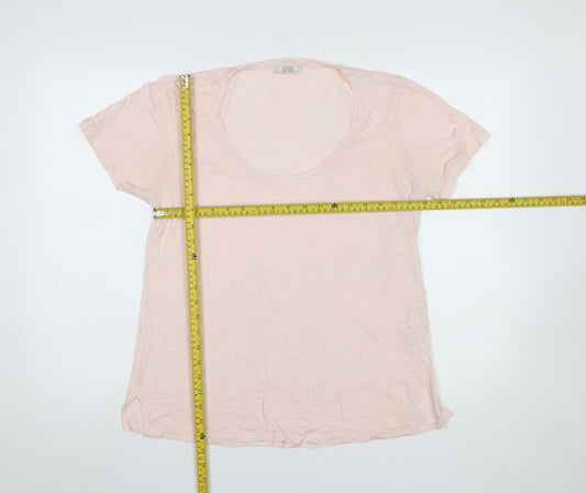 Fat Face Women’s Pink Linen Basic Short Sleeve T-Shirt UK 8