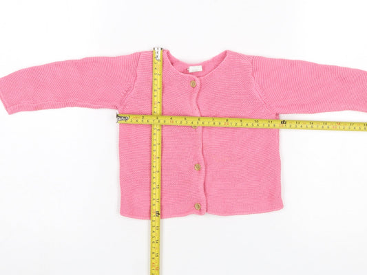 H&M Pink Cotton Knit Cardigan 9-12 Months Unisex Baby Long Sleeve Jumper