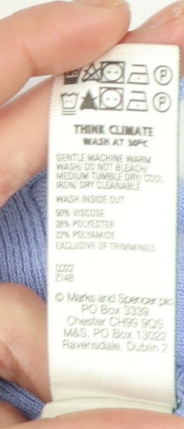 Marks & Spencer Women Blue Hooded Full Zip Knit Jumper Size S