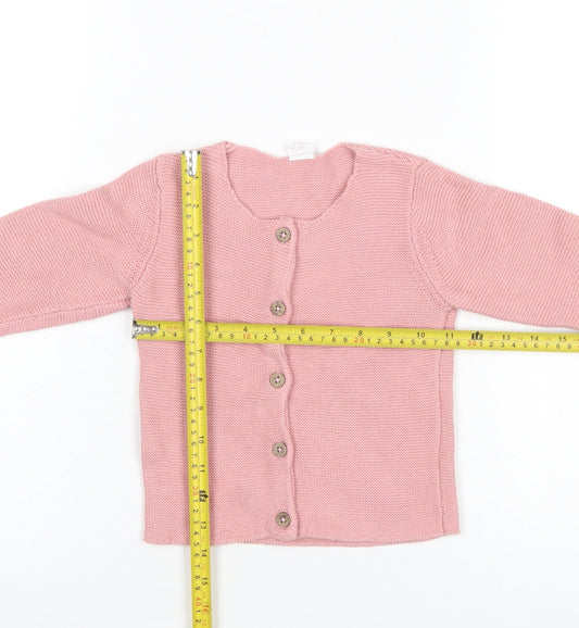 H&M Girls Pink Cotton Knit Cardigan 2-3 Years Long Sleeve Button Front