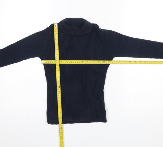 Next Girls Blue Roll Neck Ribbed Knit Jumper 12 Years