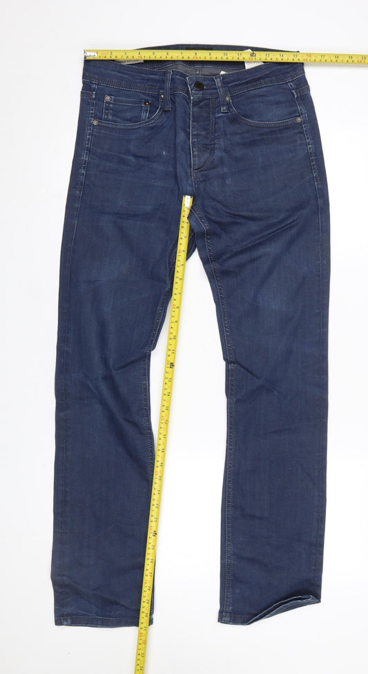 Jack & Jones Men's Blue Straight Regular Fit Denim Jeans 30W 32L