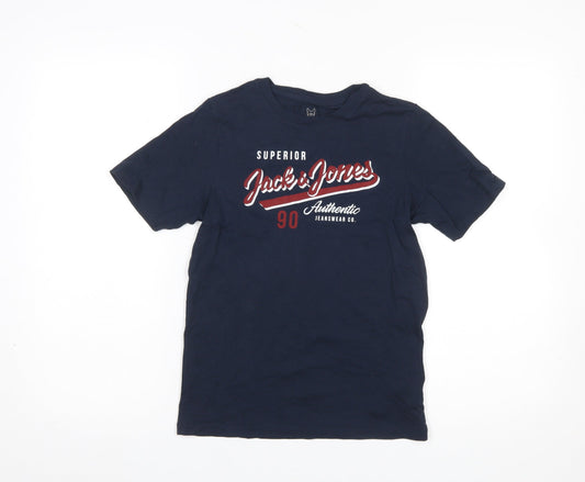 Jack & Jones Boys Blue Graphic Logo Crew Neck Cotton T-Shirt 12 Years