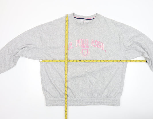 U.S. Polo Assn. Women's Grey Marl XL Pullover Sweatshirt