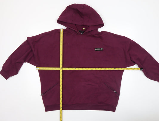 Ellesse Womens Burgundy Hoodie UK 14 Pullover Cotton Blend Casual