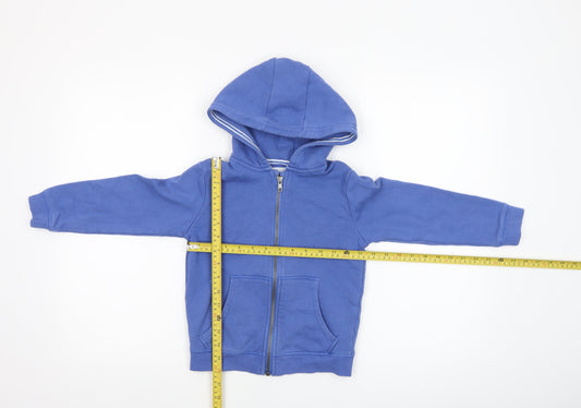 Marks and Spencer Boys Blue Full Zip Hoodie 5-6 Years Cotton Blend