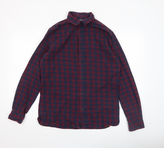 Jack & Jones Men's Red Check Flannel Long Sleeve Shirt Size M