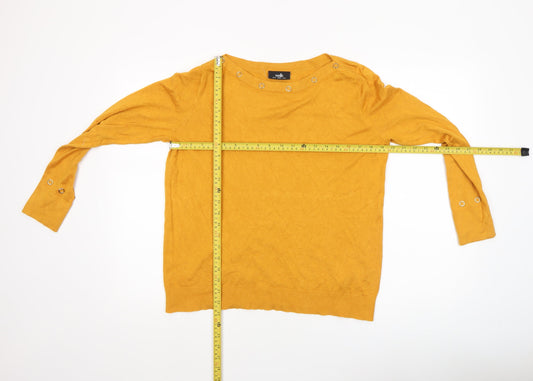 Wallis Women’s Yellow Boat Neck Studded Long Sleeve Pullover Jumper UK 14
