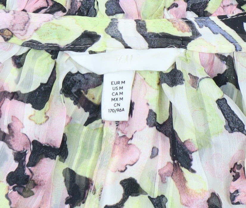H&M Women’s Multicoloured Floral Chiffon Tunic Blouse Size 12