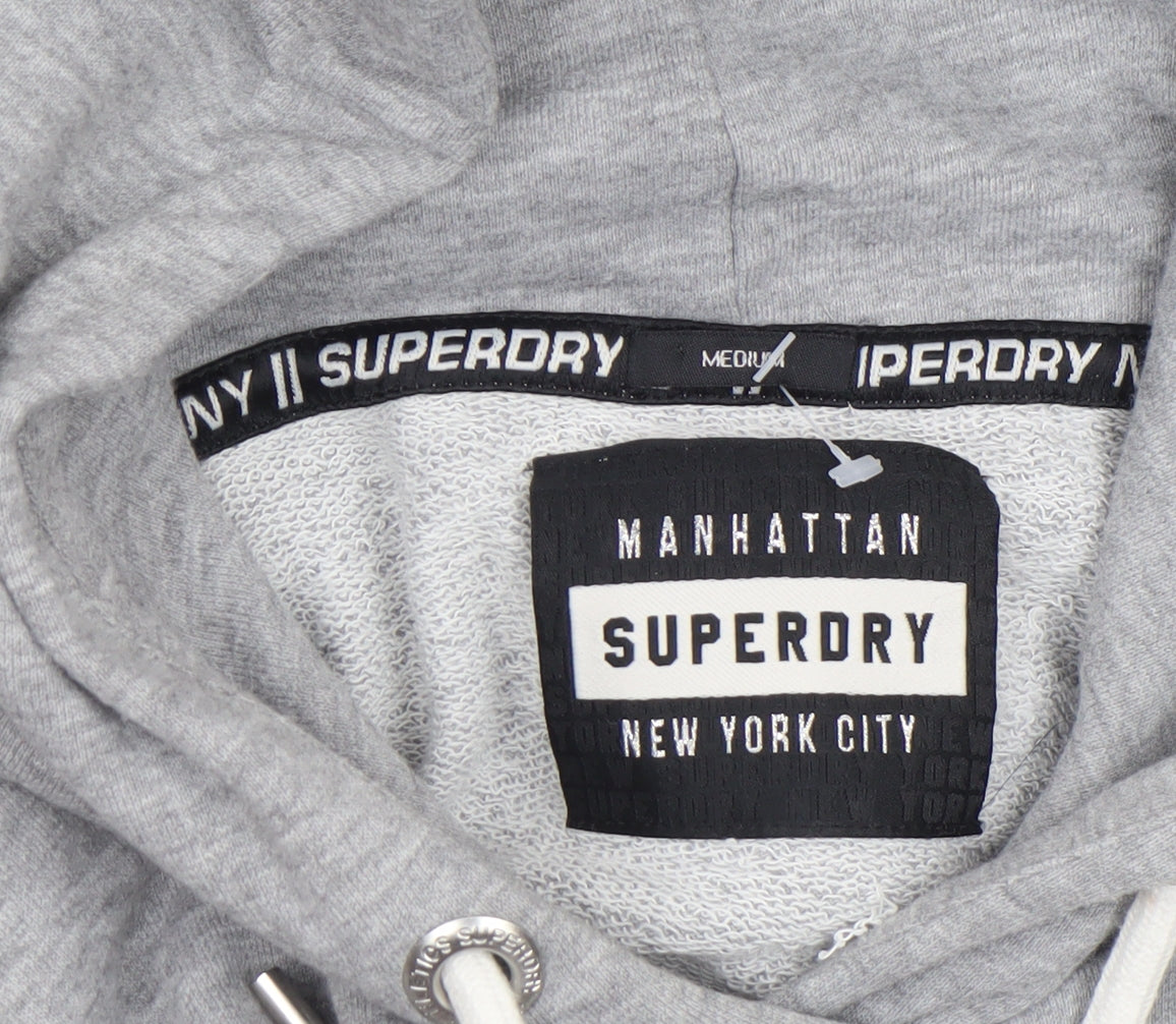Superdry Womens Grey Black White Hooded Pullover Hoodie Medium