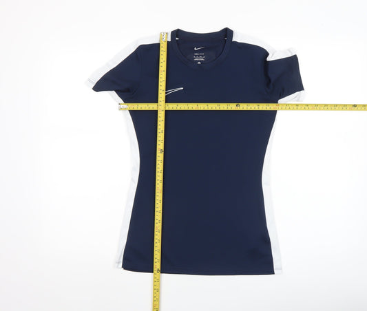 Nike Womens Blue Dri-Fit XS Slim Fit Short Sleeve Active T-Shirt