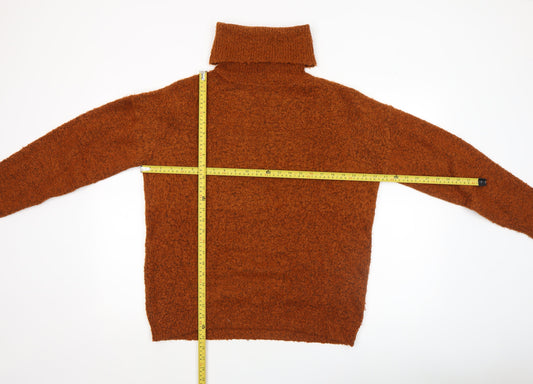 Dorothy Perkins Women Brown Roll Neck Chunky Knit Pullover Jumper Size S