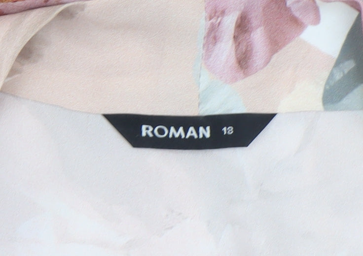 Roman Women’s Pink Floral Sleeveless Tunic Blouse Size 12