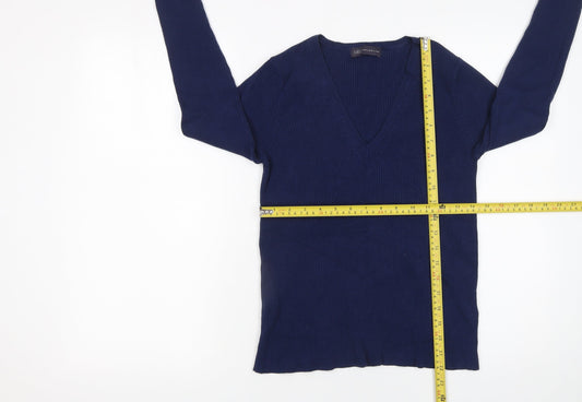 Marks and Spencer Women’s Blue V-Neck Long Sleeve Pullover Jumper Size 14