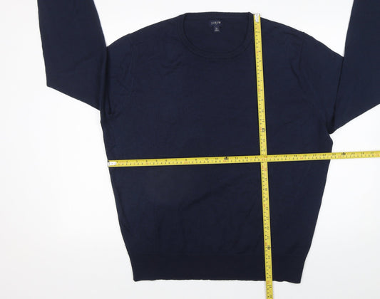 J.Crew Men's Blue XL Crew Neck Merino Wool Blend Jumper