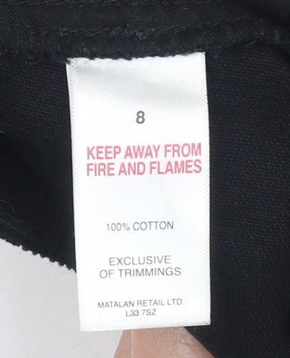 Brand and care label for Papaya Women’s Black Corduroy Pencil Skirt, size UK 8