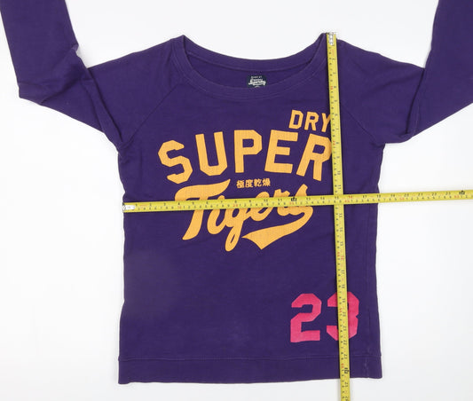 Superdry Women's Purple Cotton Sweatshirt Size S Graphic Print