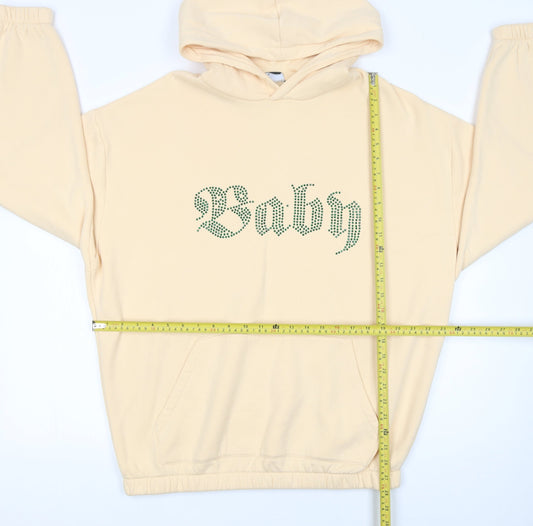 ASOS Design Women Beige L Hoodie Rhinestone 'Baby' Pullover