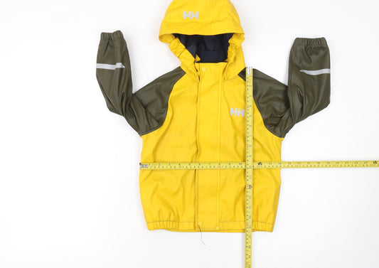 Helly Hansen Boys Yellow Waterproof Rain Coat Jacket 3 Years Hooded Lined