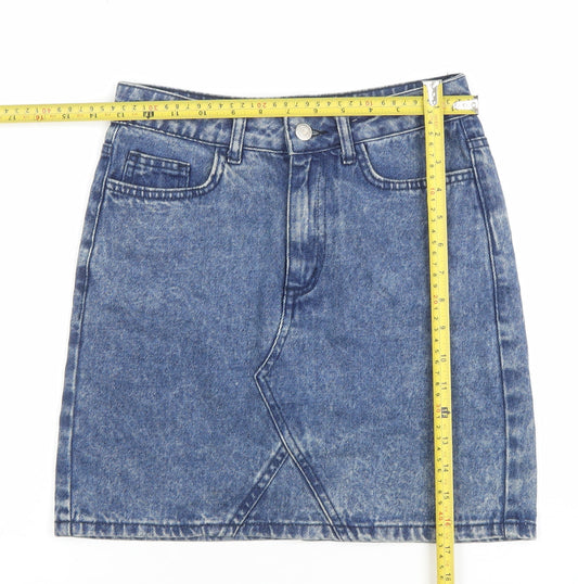New Look Womens Blue Denim Short Skirt Size 6 High Rise Casual