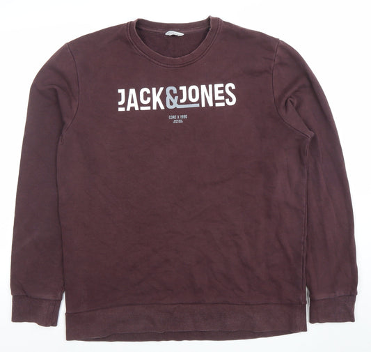 Jack & Jones Men’s Brown Logo Crew Neck Sweatshirt Size L
