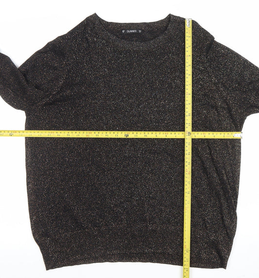 Dunnes Women Black Metallic Knit Long Sleeve Pullover Jumper XL