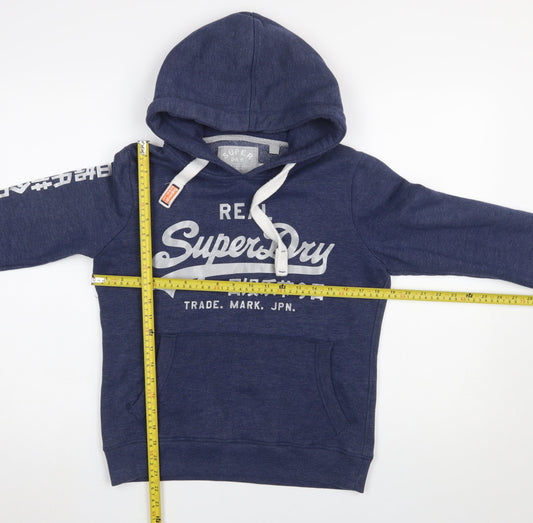 Superdry Women's Blue Pullover Hoodie Small Cotton Blend Casual