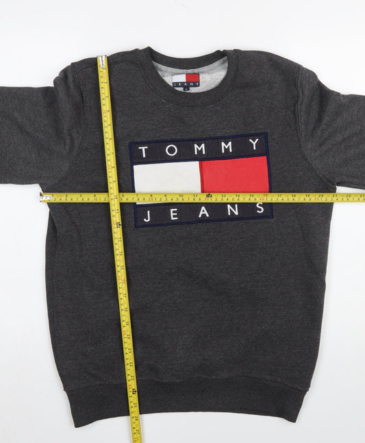 Tommy Jeans Men's Grey Logo Sweatshirt Size L Pullover Crew Neck