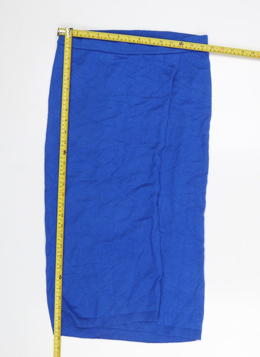 Vila Womens Blue Jersey Pencil Skirt Size M Knee Length Stretch