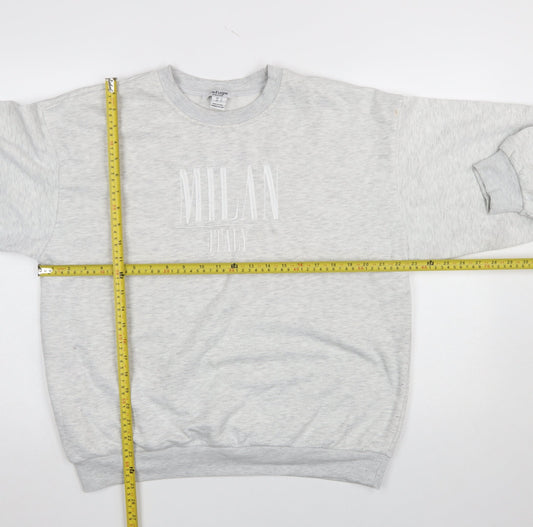 Refuge Athletics Women Grey Small Pullover Sweatshirt Milan Print
