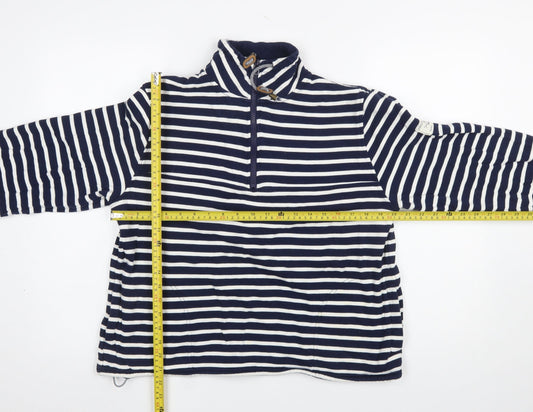 Joules Women Navy White Striped 1/2 Zip Cotton Pullover Sweatshirt UK10