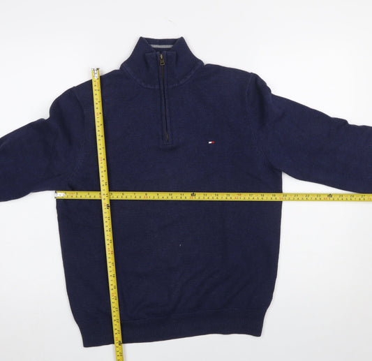 Tommy Hilfiger Men’s Blue Cotton Half Zip Jumper Size M