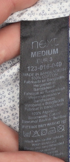 Next Men's Blue Patterned Button-Up Long Sleeve Cotton Shirt Medium