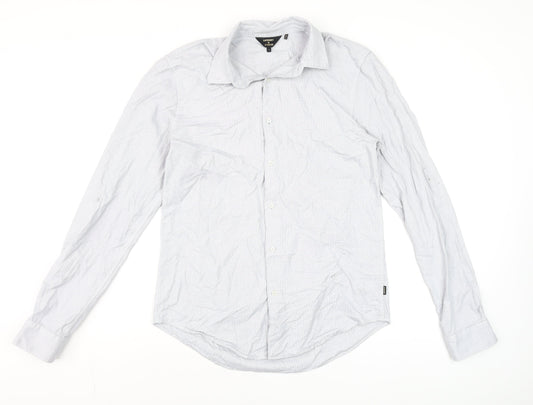 Superdry Studios Men's Grey Cotton Long Sleeve Dress Shirt L