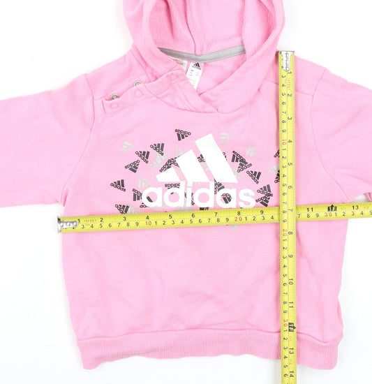 adidas Pink Hooded Graphic Pullover Sweatshirt 18-24 Months Unisex Baby