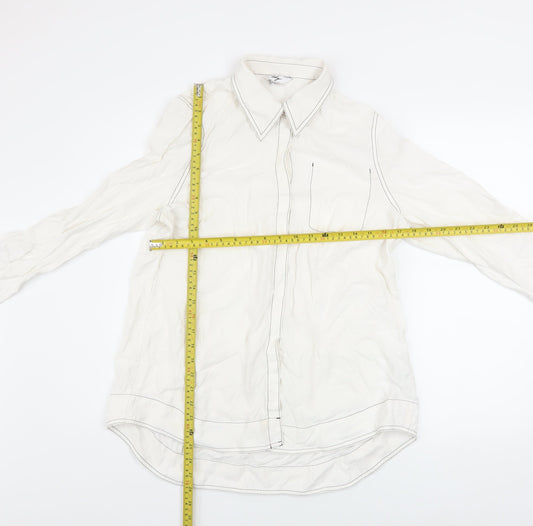 Lily Women’s White Long Sleeve Lyocell Button-Up Shirt 2XL