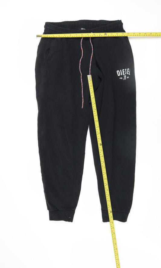 Diesel Men’s Black Fleece Jogger Trousers Size M Regular Fit