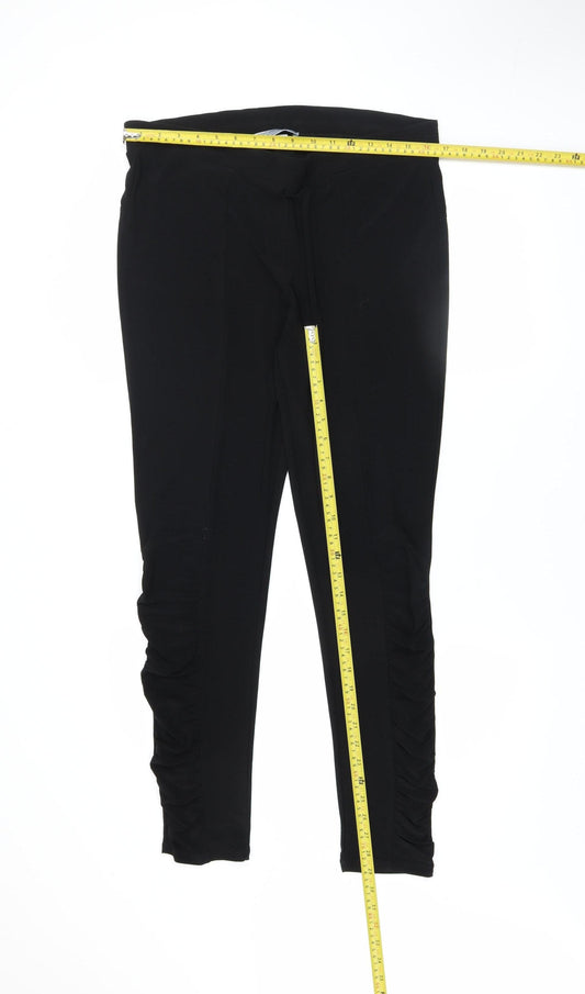 Deca Women Black Ruched Stretch Leggings Size 14