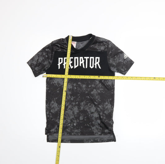 Adidas Boys Black Predator T-Shirt 9-10 Years Short Sleeve Sports Top