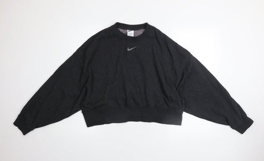 Nike Womens Black XS Pullover Sweatshirt 80% Cotton Relaxed Fit