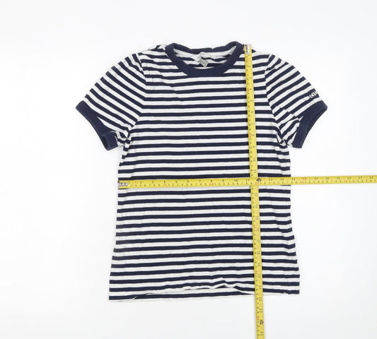 Joules Women's Navy White Striped Short Sleeve Cotton T-Shirt UK 8