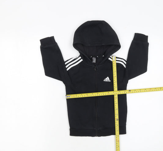 Adidas Boys Black 3-Stripe Hoodie & Joggers Tracksuit Set 3 Years