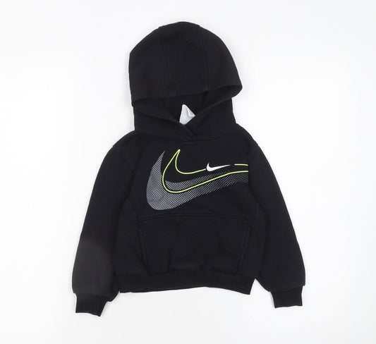 Nike Boys Black Pullover Hoodie 2-3 Years Fleece Graphic Logo Sweatshirt
