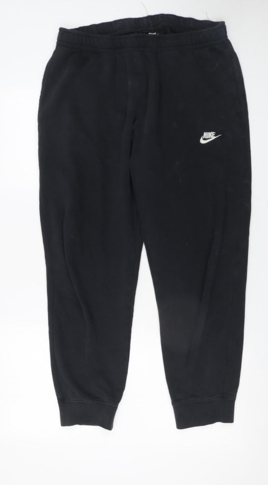 Nike Men's Black Jogger Sweatpants L Regular Fit Tapered Logo