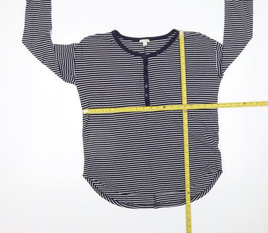 Gap Women's Blue Striped Long Sleeve Henley Jersey Top M