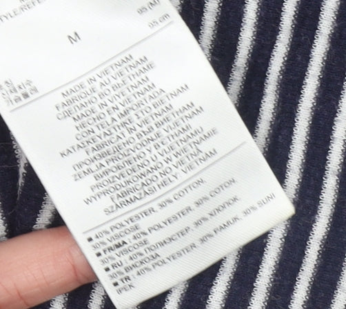 Gap Women's Blue Striped Long Sleeve Henley Jersey Top M