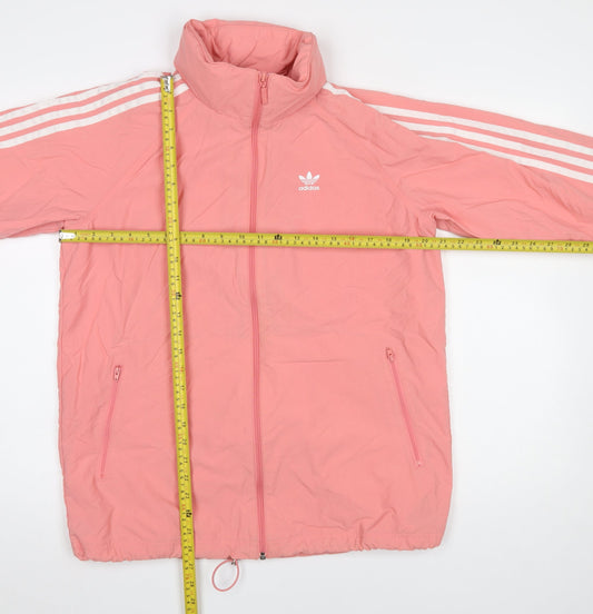 Adidas Women's Pink Logo Windbreaker Jacket UK 8